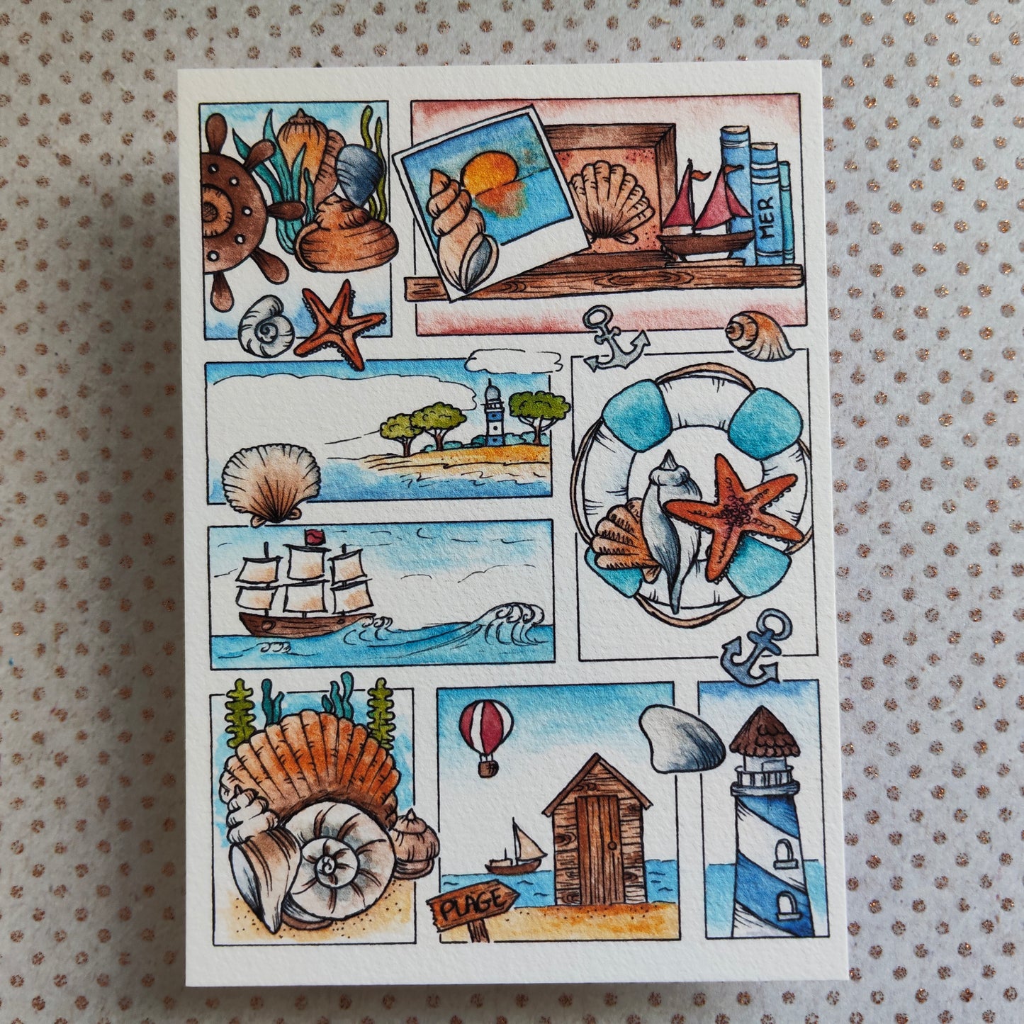 Carte Moodboard Marin – Saison d'Été en Bord de Mer
