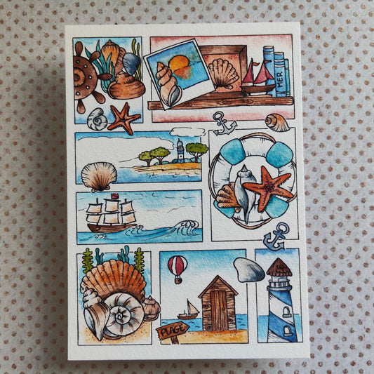 Carte Moodboard Marin – Saison d'Été en Bord de Mer