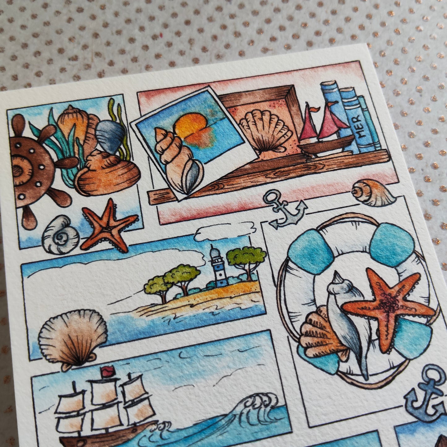 Carte Moodboard Marin – Saison d'Été en Bord de Mer