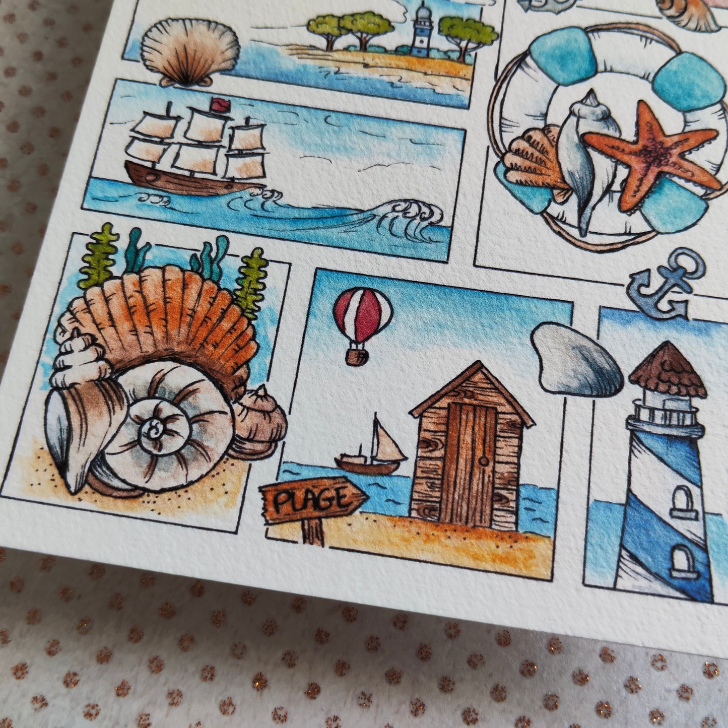 Carte Moodboard Marin – Saison d'Été en Bord de Mer