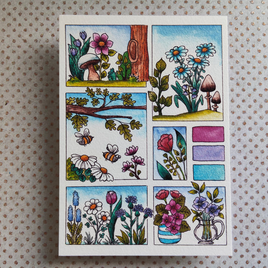 Carte Moodboard Fleurs Printanières – Couleurs Pastel et Nature