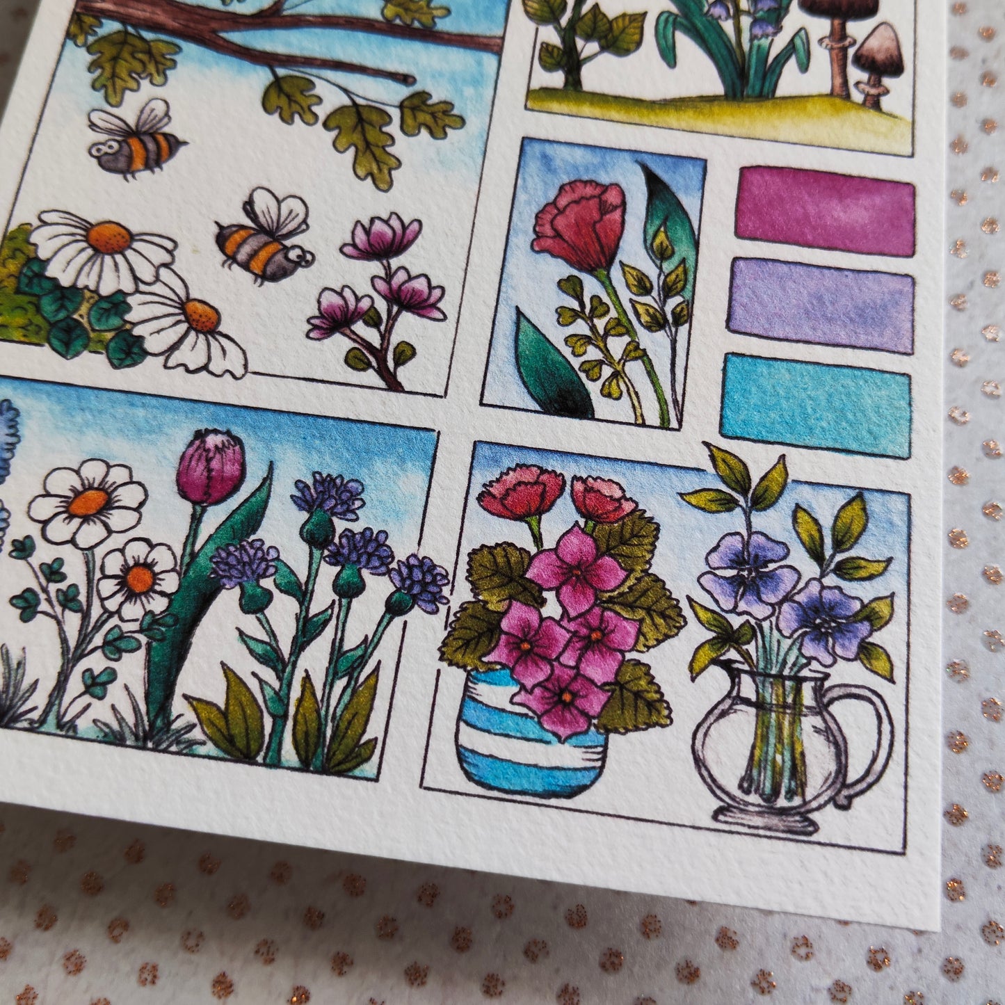 Carte Moodboard Fleurs Printanières – Couleurs Pastel et Nature