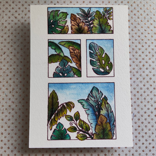 Carte Jungle Tropicale – Palmiers et Feuilles Vertes