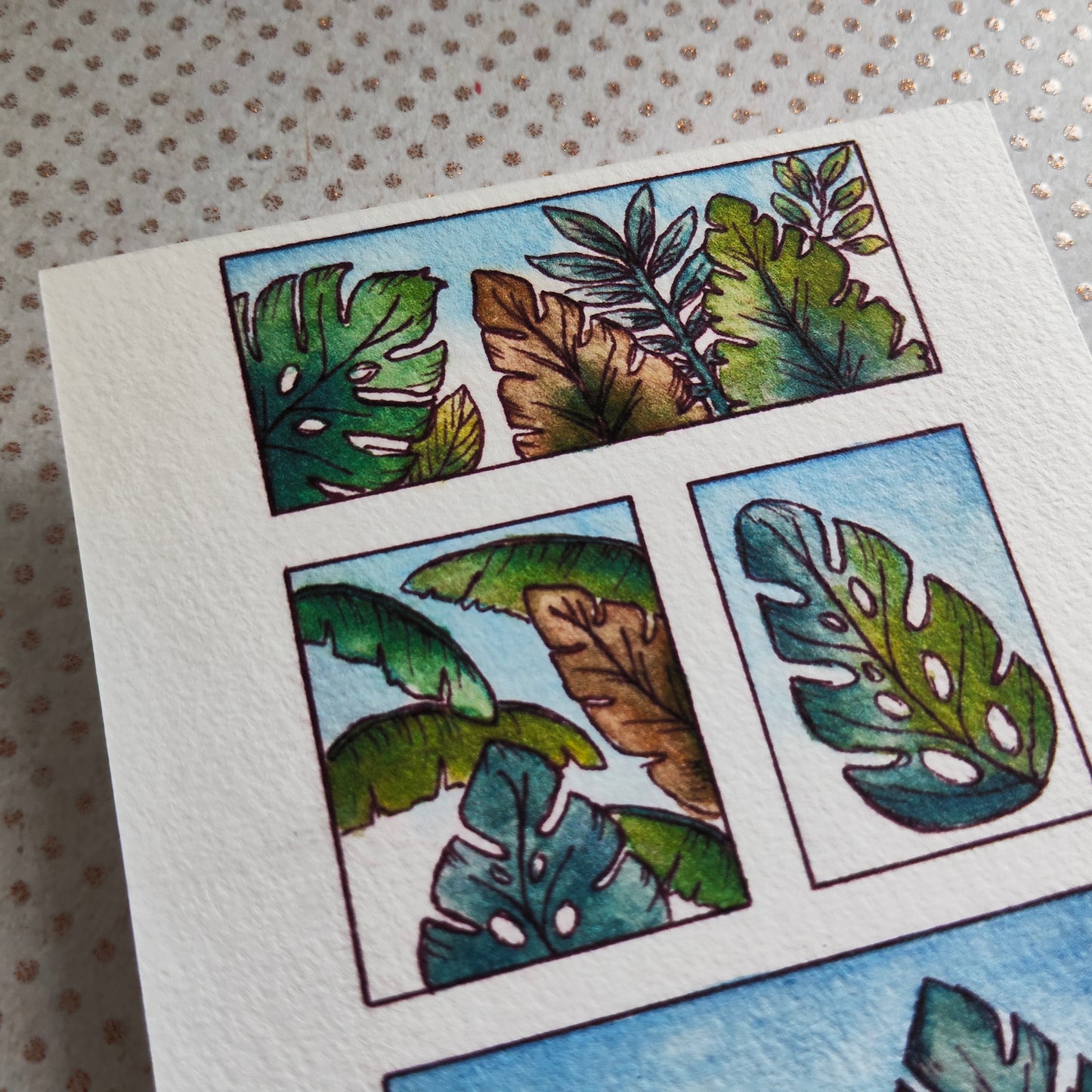 Carte Jungle Tropicale – Palmiers et Feuilles Vertes