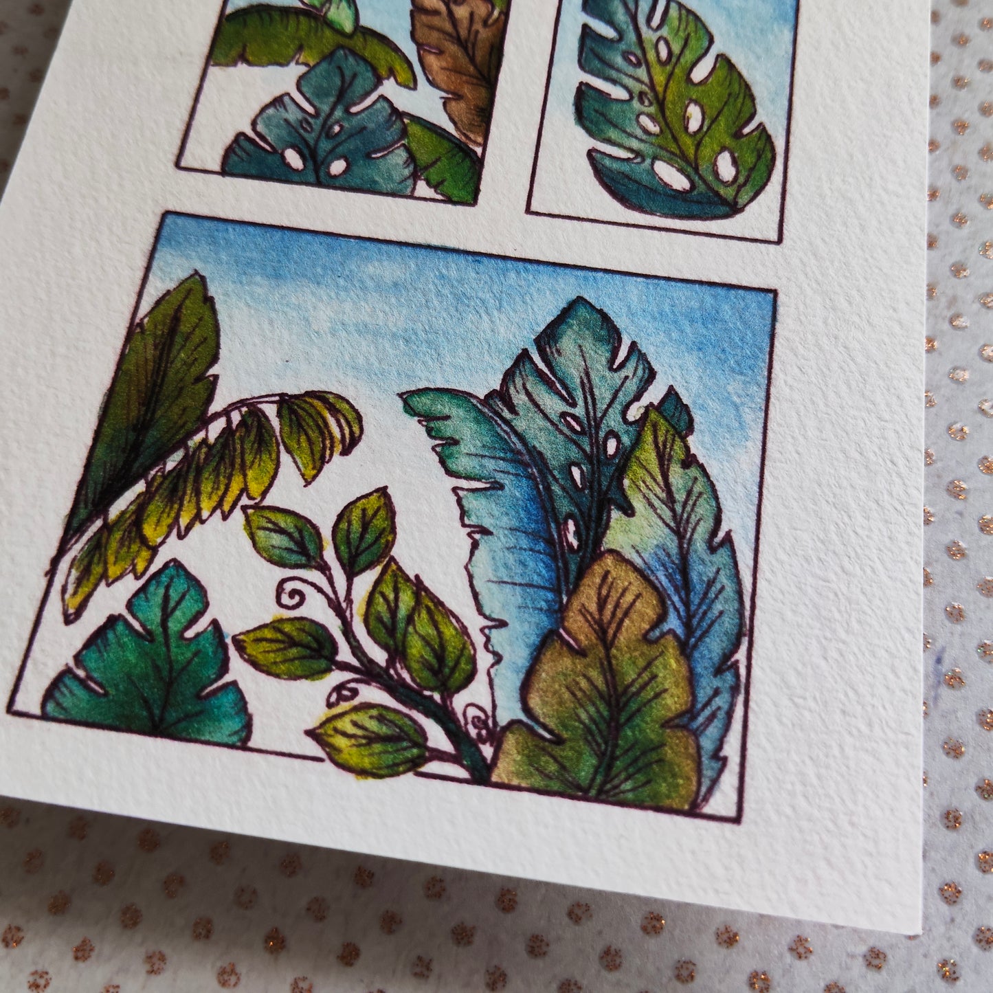 Carte Jungle Tropicale – Palmiers et Feuilles Vertes