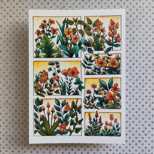 Carte illustrée A6 – Fleurs sauvages à l’aquarelle – Impression fine sur papier 300g - Fleurs Jaune