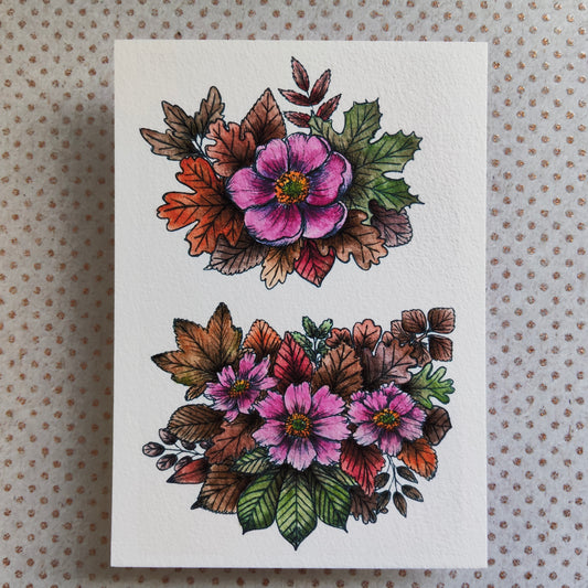 Carte Fleurs Anémone – Feuilles d’Automne et Couleurs Chaudes