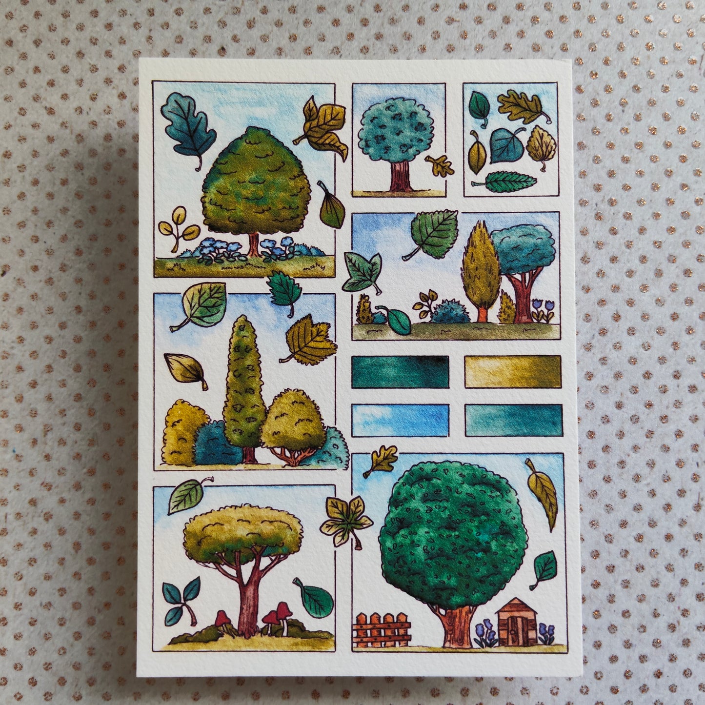 Carte Moodboard Arbres – Forêt, Feuilles et Teintes Végétales