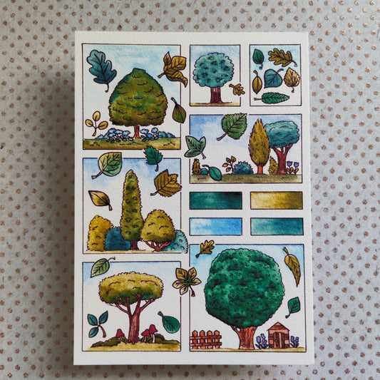 Carte Moodboard Arbres – Forêt, Feuilles et Teintes Végétales
