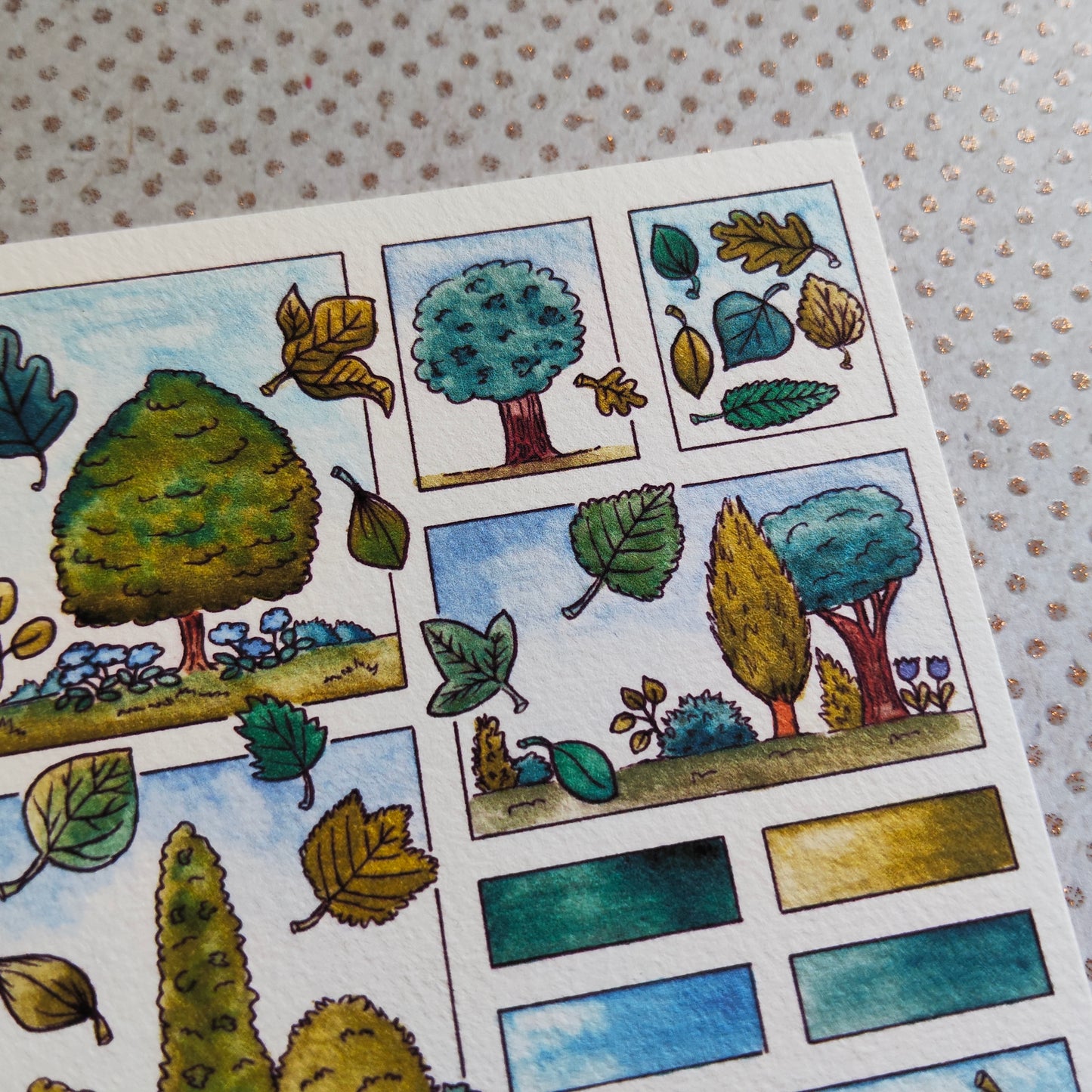 Carte Moodboard Arbres – Forêt, Feuilles et Teintes Végétales