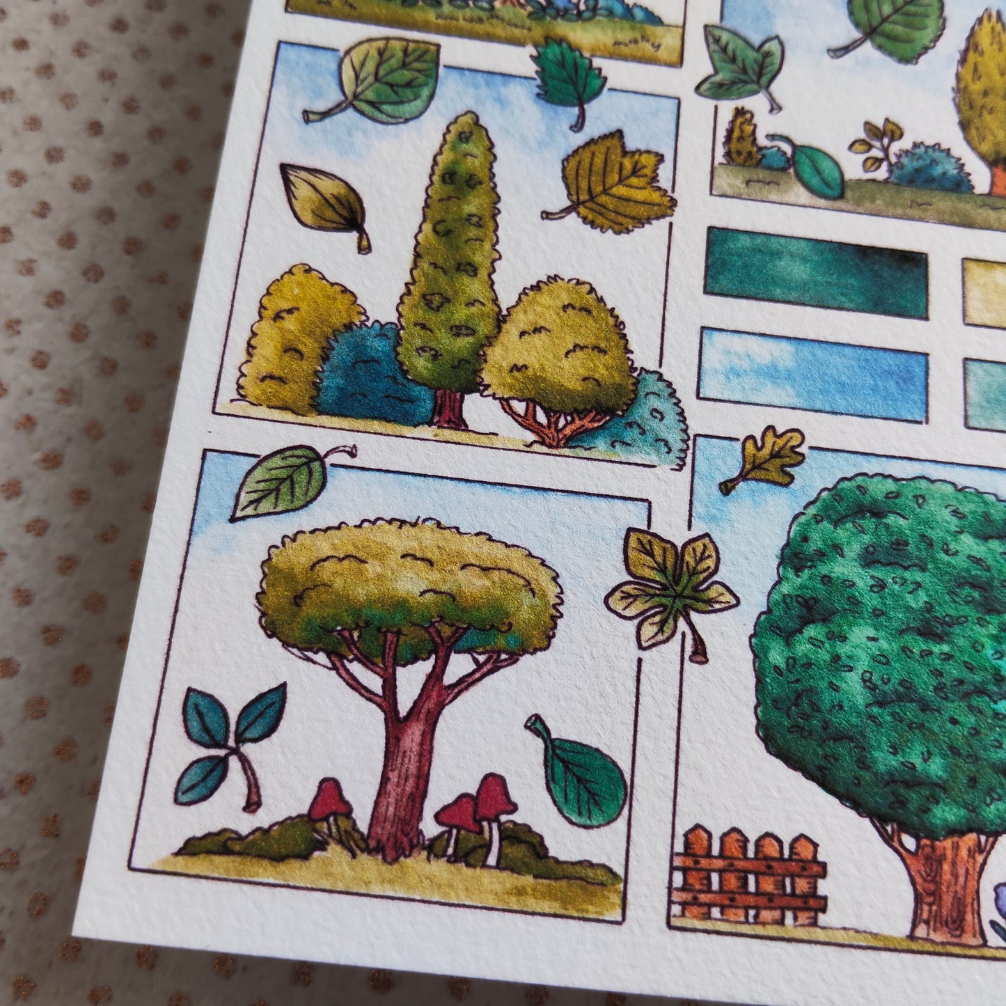 Carte Moodboard Arbres – Forêt, Feuilles et Teintes Végétales