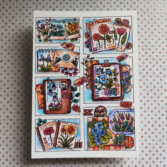 Carte illustrée botanique – Aquarelle originale de fleurs et carnets de nature – Illustration poétique imprimé sur papier 300g