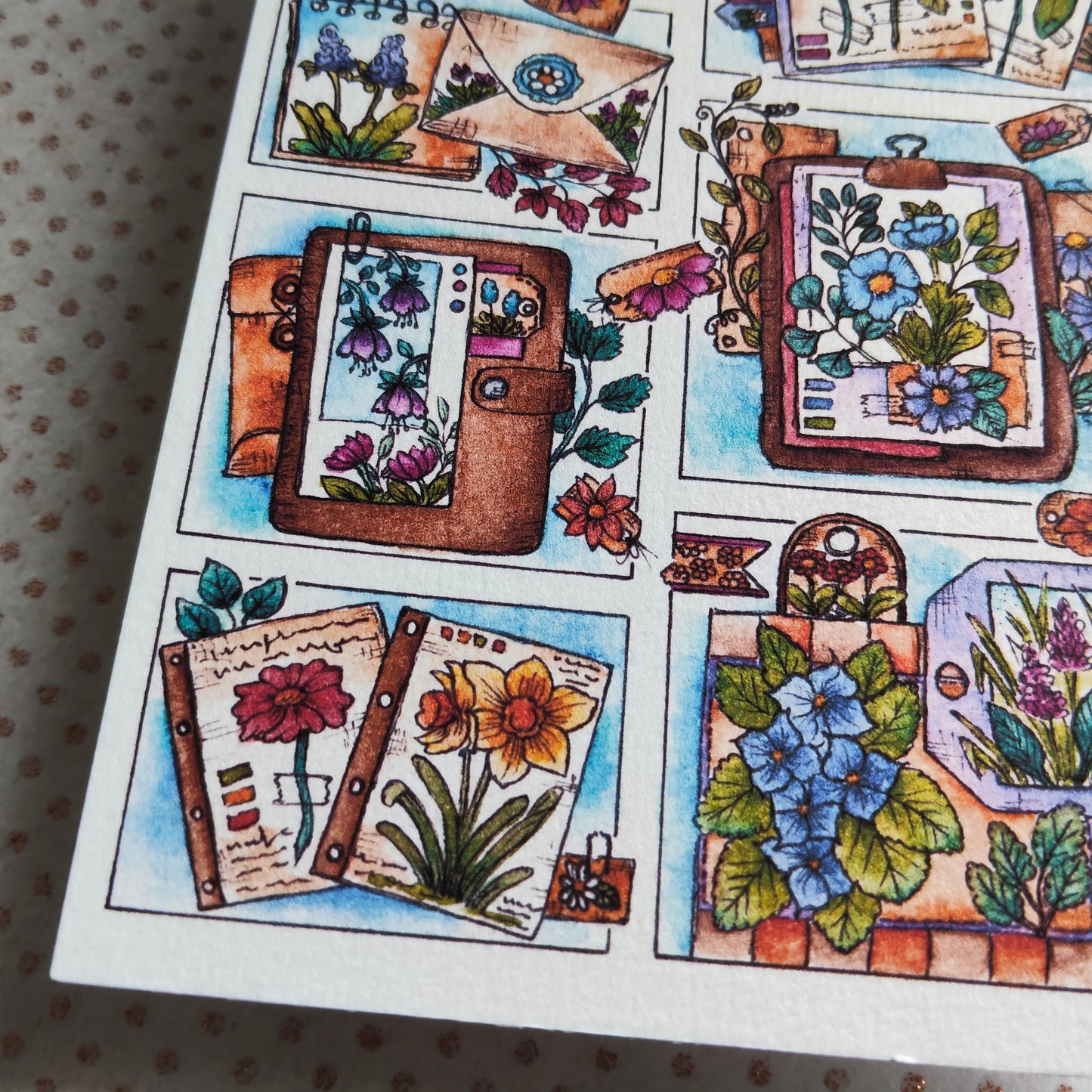 Carte illustrée botanique – Aquarelle originale de fleurs et carnets de nature – Illustration poétique imprimé sur papier 300g