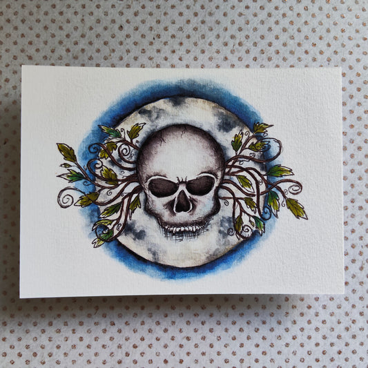 Carte Citrouille et Crâne – Ambiance Nocturne Magique et Pentacle