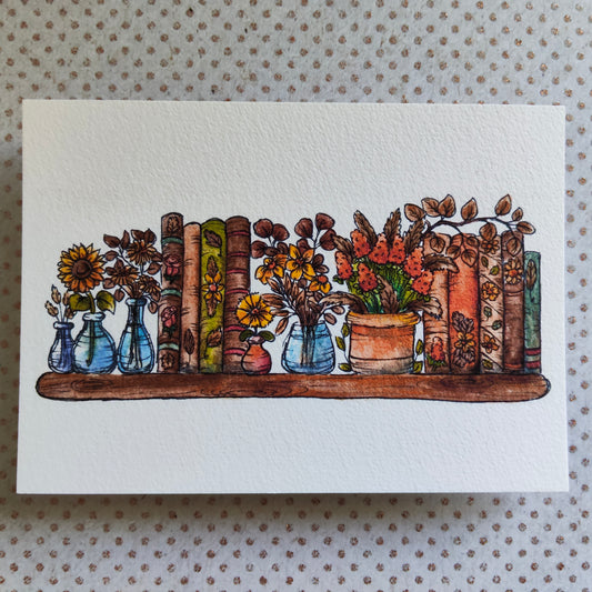 Carte A6 – Illustration florale automnale à l’aquarelle – Fleurs jaunes et orangées