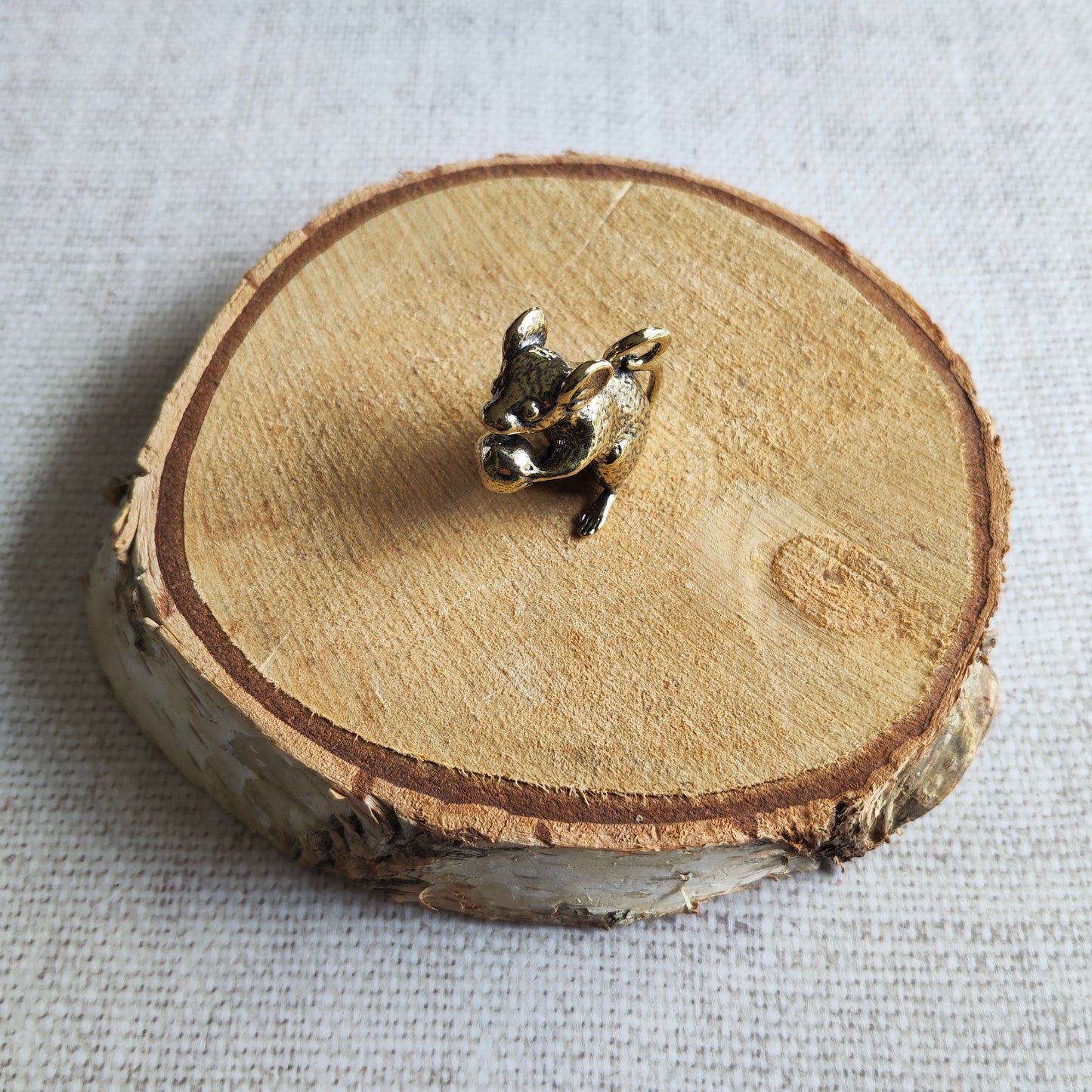 Figurine Souris et noisette laiton miniature