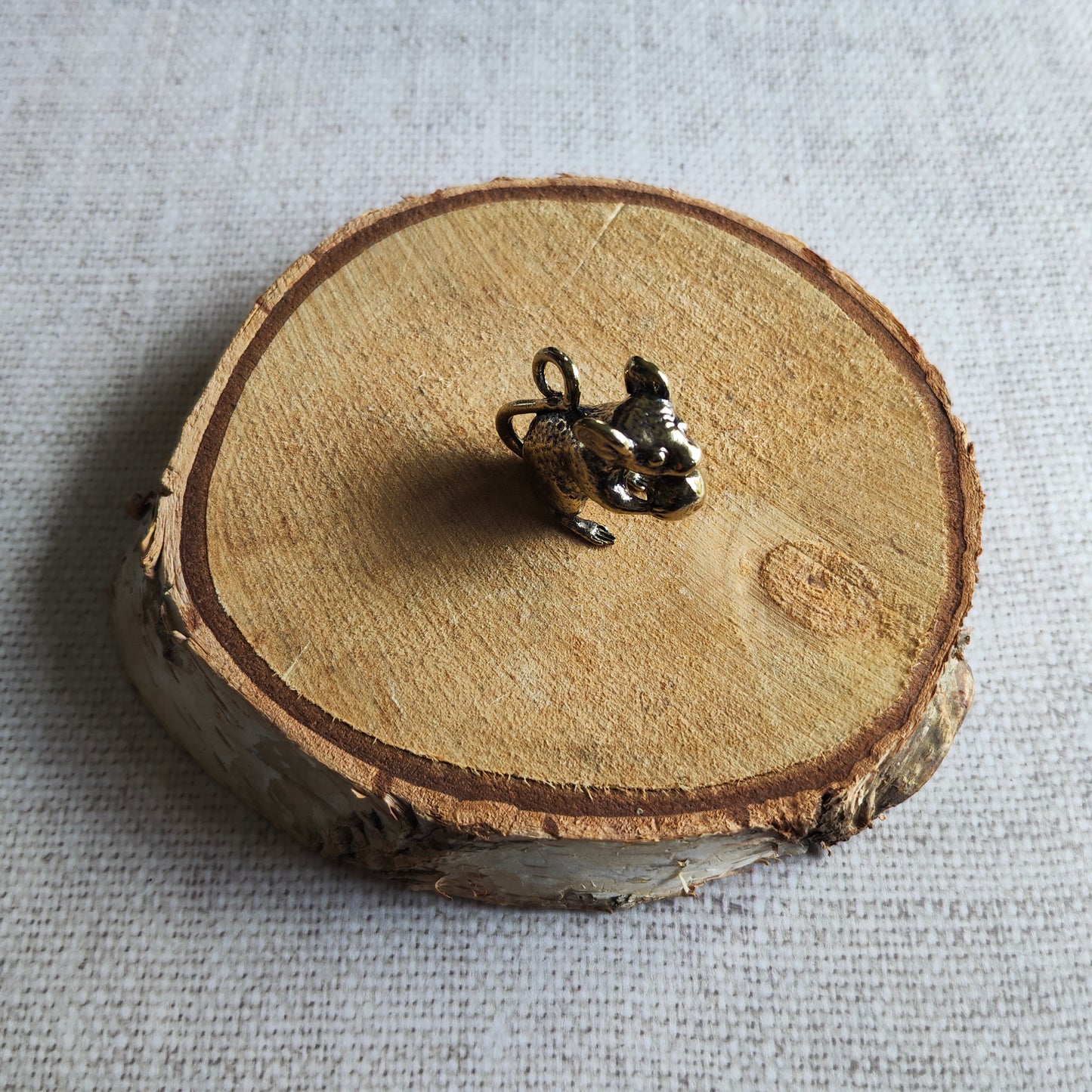 Figurine Souris et noisette laiton miniature