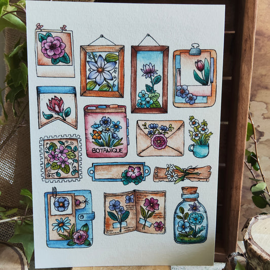 Affiche A5 – Objet Botanique Floral – Cadres fleuris et poétiques