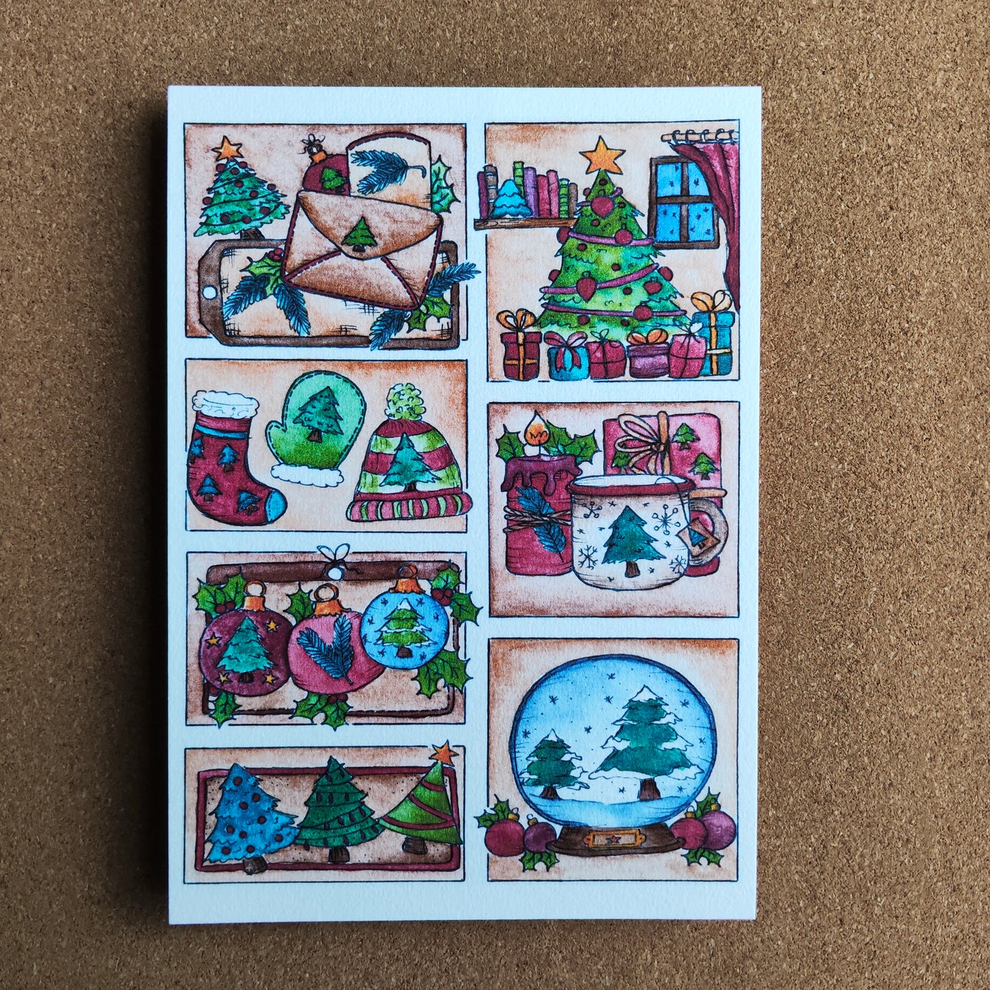 Affiche A5 Moodboard Hiver Fête Noël Arbre Sapin Cosy