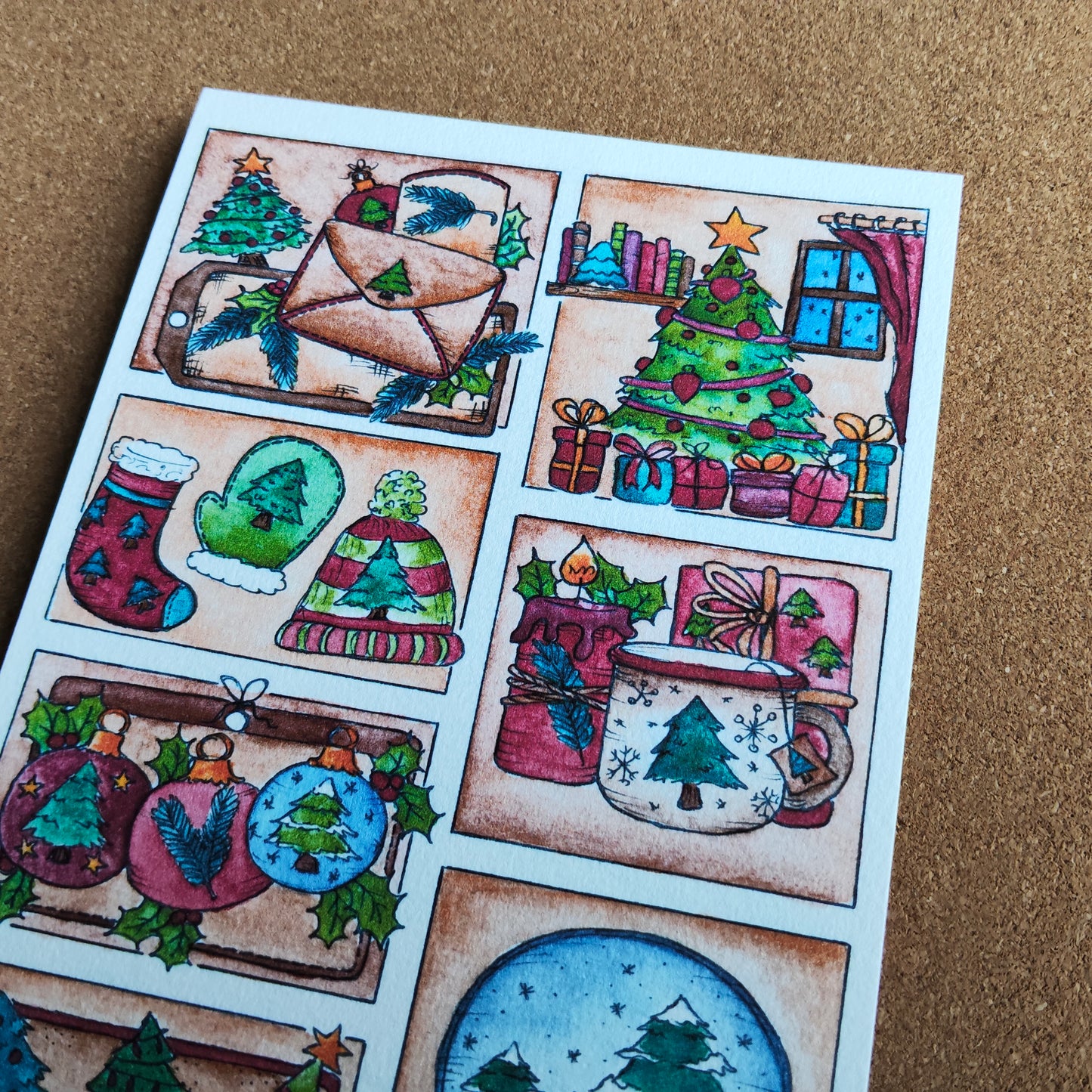 Affiche A5 Moodboard Hiver Fête Noël Arbre Sapin Cosy