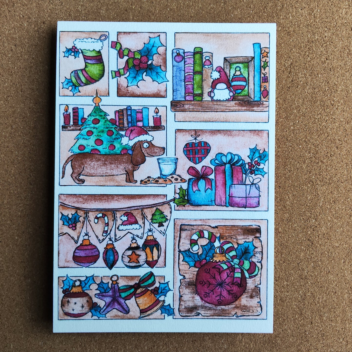 Affiche A5 Noël Ornement décoration maison Chien teckel