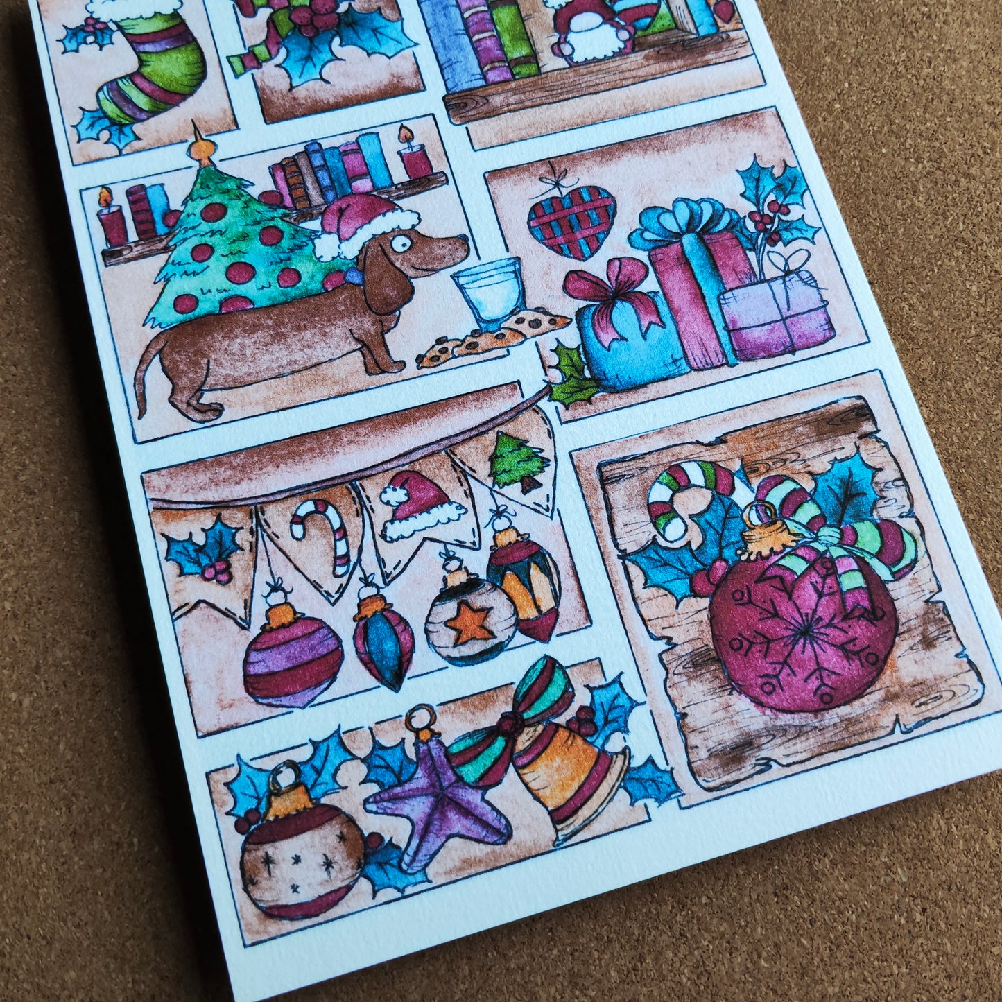 Affiche A5 Noël Ornement décoration maison Chien teckel