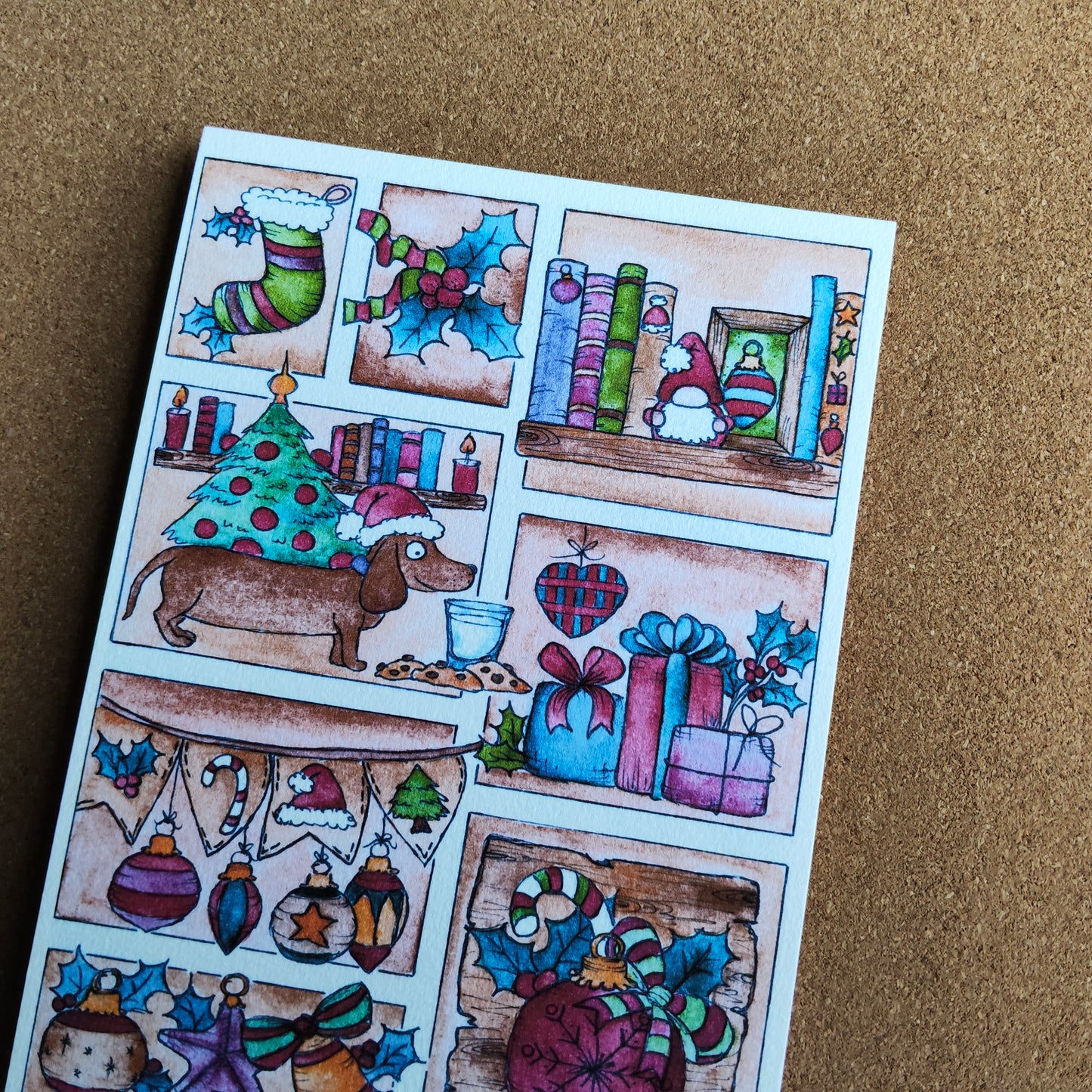 Affiche A5 Noël Ornement décoration maison Chien teckel