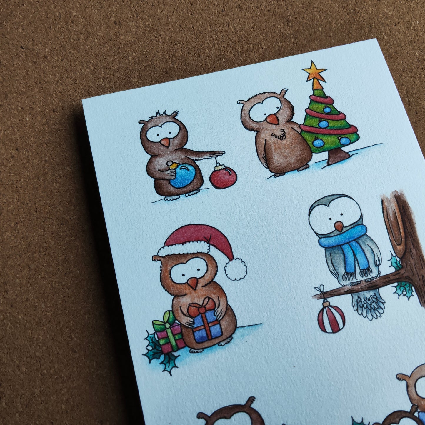 Affiche A5 Animal Oiseaux Hiboux Chouette Saison Hiver Noël