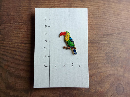 Pin's Toucan Oiseau tropicale Animal Vert Jaune