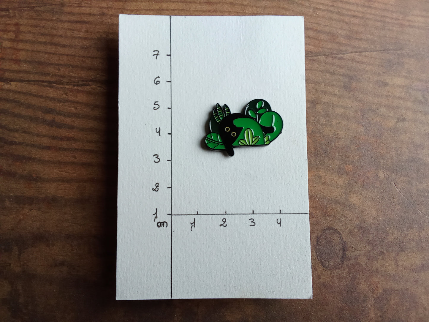 Pin's Chat noir et plantes nature verte