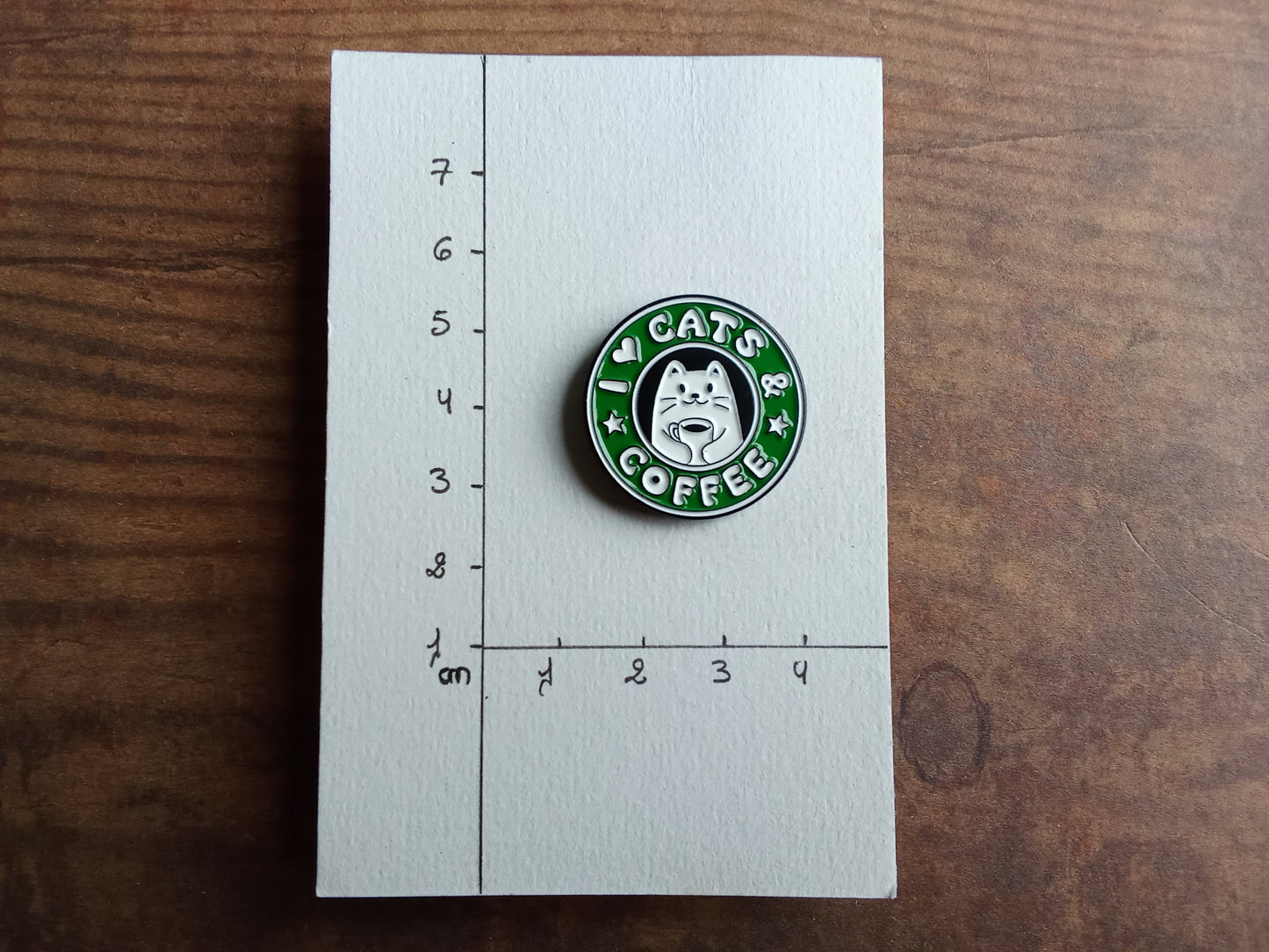 Pin's Chat Rond Vert Blanc Café