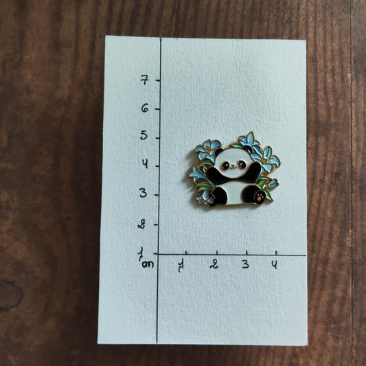 Pin's Panda Animal Fleurs Bleu