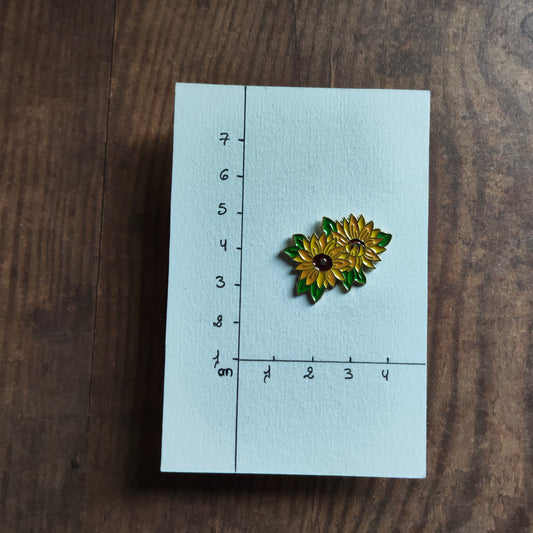 Pin's Duo Petite Fleurs Tournesol Jaune nature