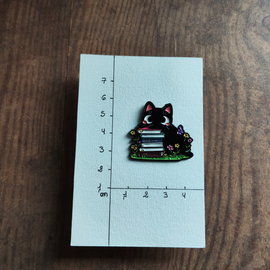 Pin's Chat noir et livres Animal passion