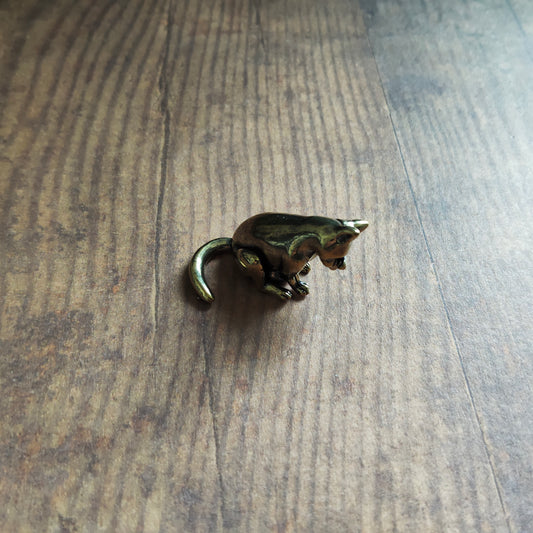 Figurine Chat qui se lave Animal laiton miniature