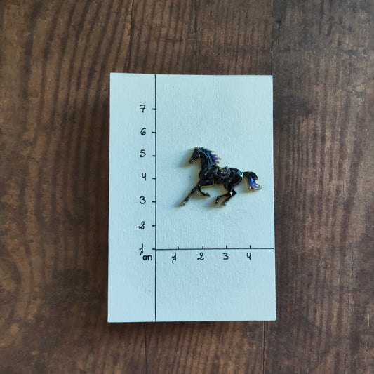 Pin's Cheval galop noir et bleu animal