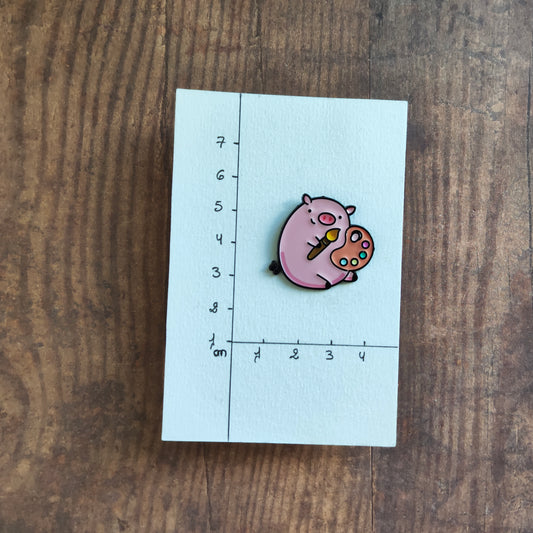 Pin's Cochon rose palette de peinture art animal