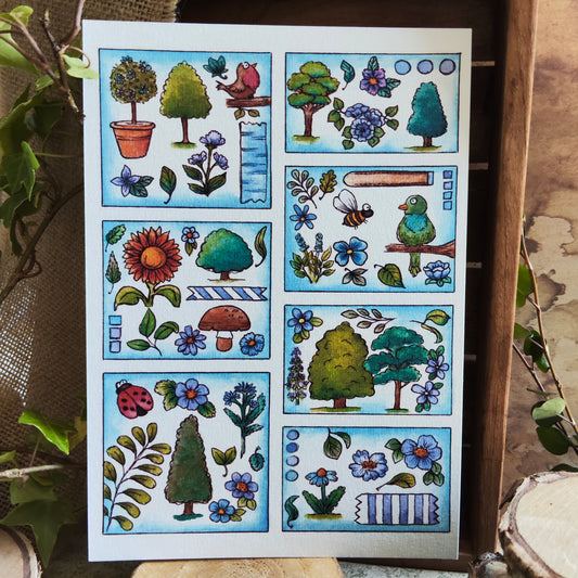 Affiche A5 – Jardin secret – Plantes magiques et petits détails fleuris