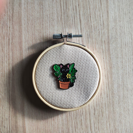 Pin's Chat Noir Pot plante d'intérieur