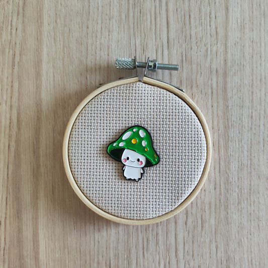 Pin's Champignon mignon Vert Yeux rigolo