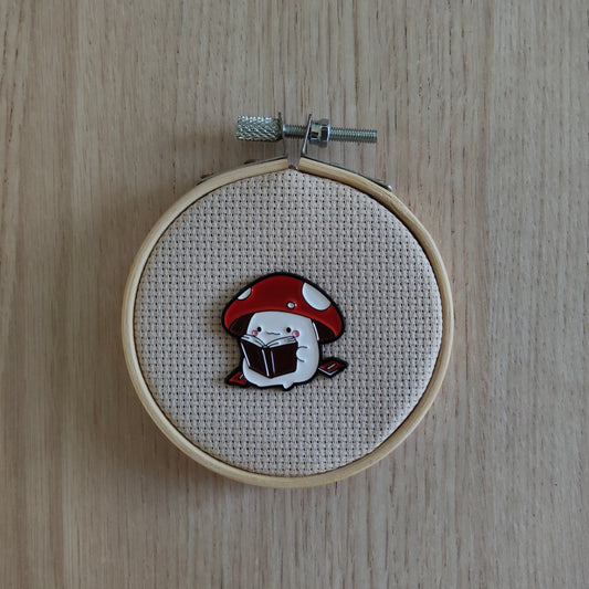 Pin's Champignon Rouge et livre