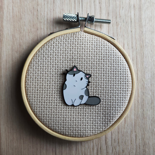 Pin's chat Blanc et gris animal félin