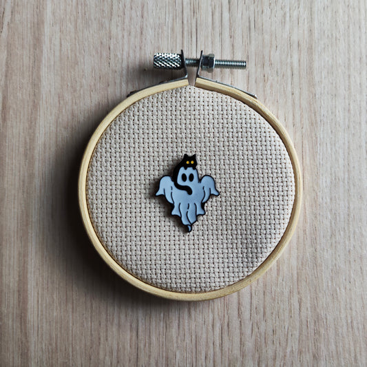 Pin's chat noir animal mignon félin et fantôme