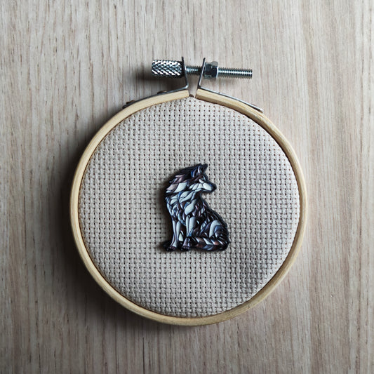 Pin's loup gris animal forêt canidé