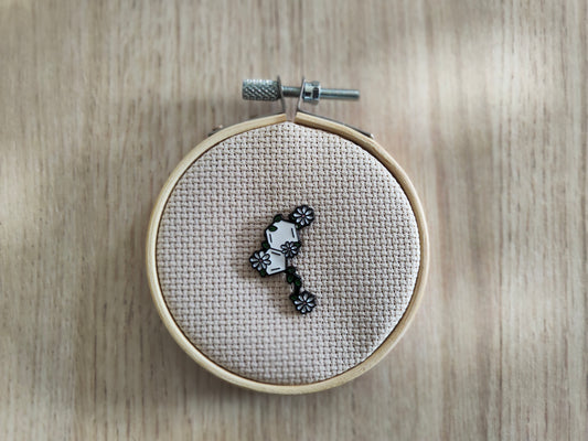 Pin's fleurs marguerite blanc et feuillage