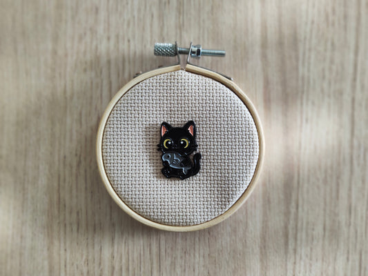 Pin's chat noir et poisson gris