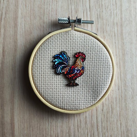 Pin's Coq Multicolore Animal oiseaux ferme