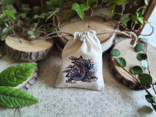 Pochon Triangle et Croissant de Lune Bougie – Mini Sac en Tissu Magie