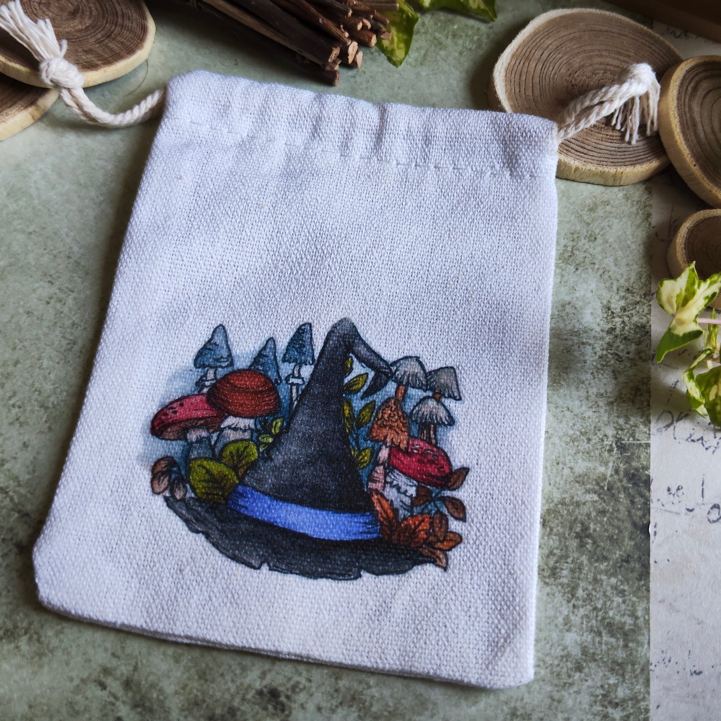 Pochon chapeau de sorcière – Illustration halloween à l’aquarelle - Saison Automne