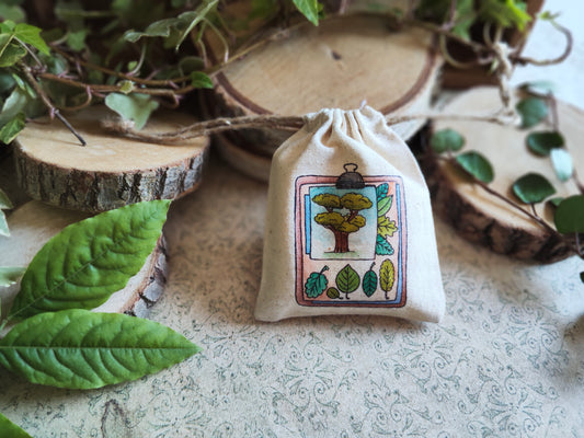 Pochon Arbre et Feuillages – Petit Sac Féérique en Tissu